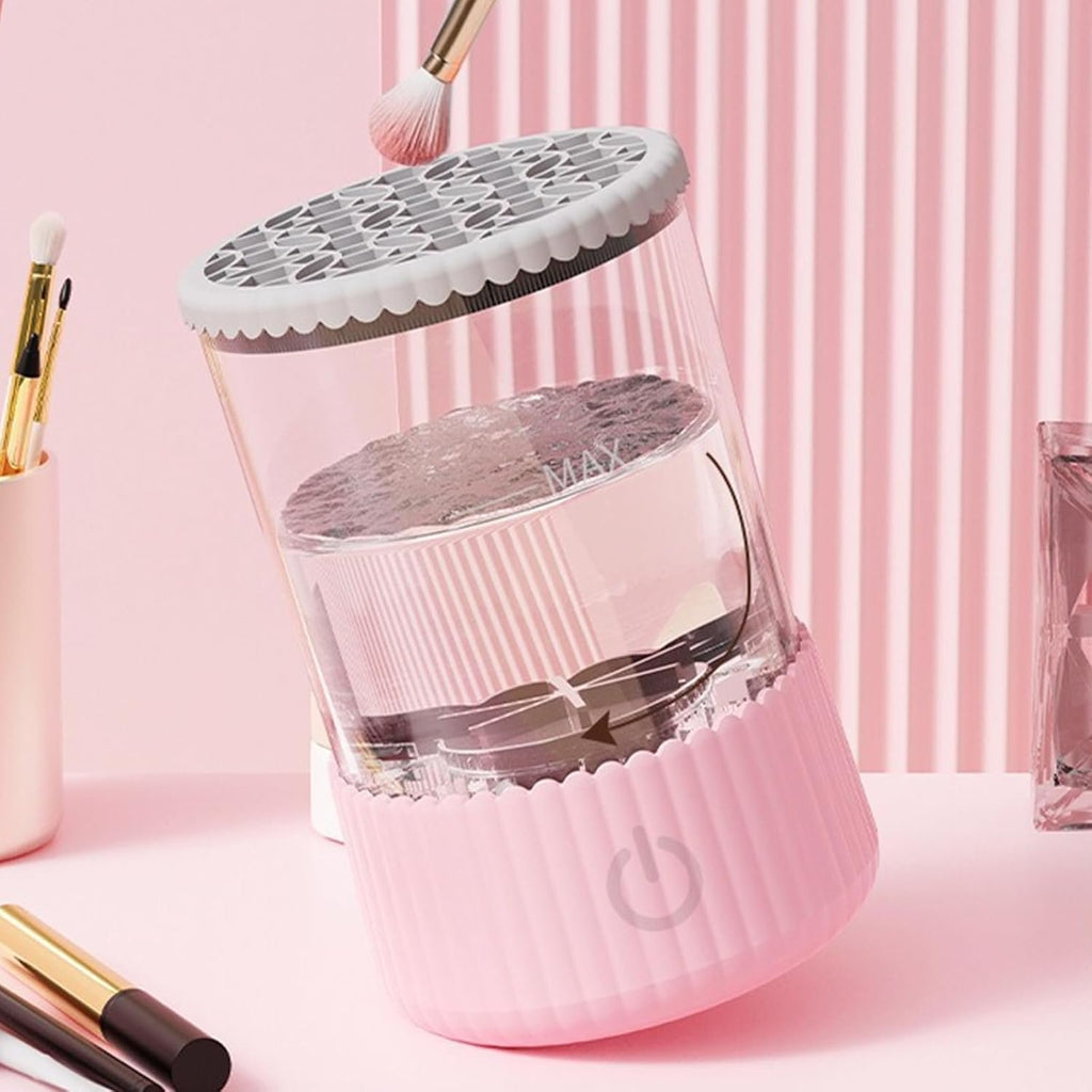 Wiher Makeup Brush Cleaner, Electric Makeup Brush Washer Machine with Touchscreen Quick cleaning and Drying for All Size Brushes and Sponges, Pink