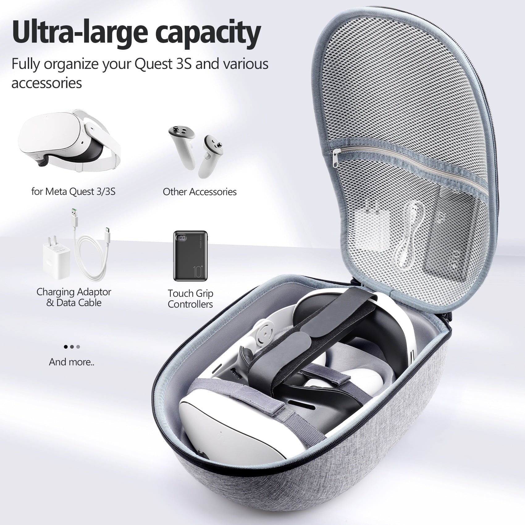 Hard Carrying Case Compatible with Meta Quest 3S/Quest 3 Portable Case VR Gaming Headset Storage Bag for Travel and Home