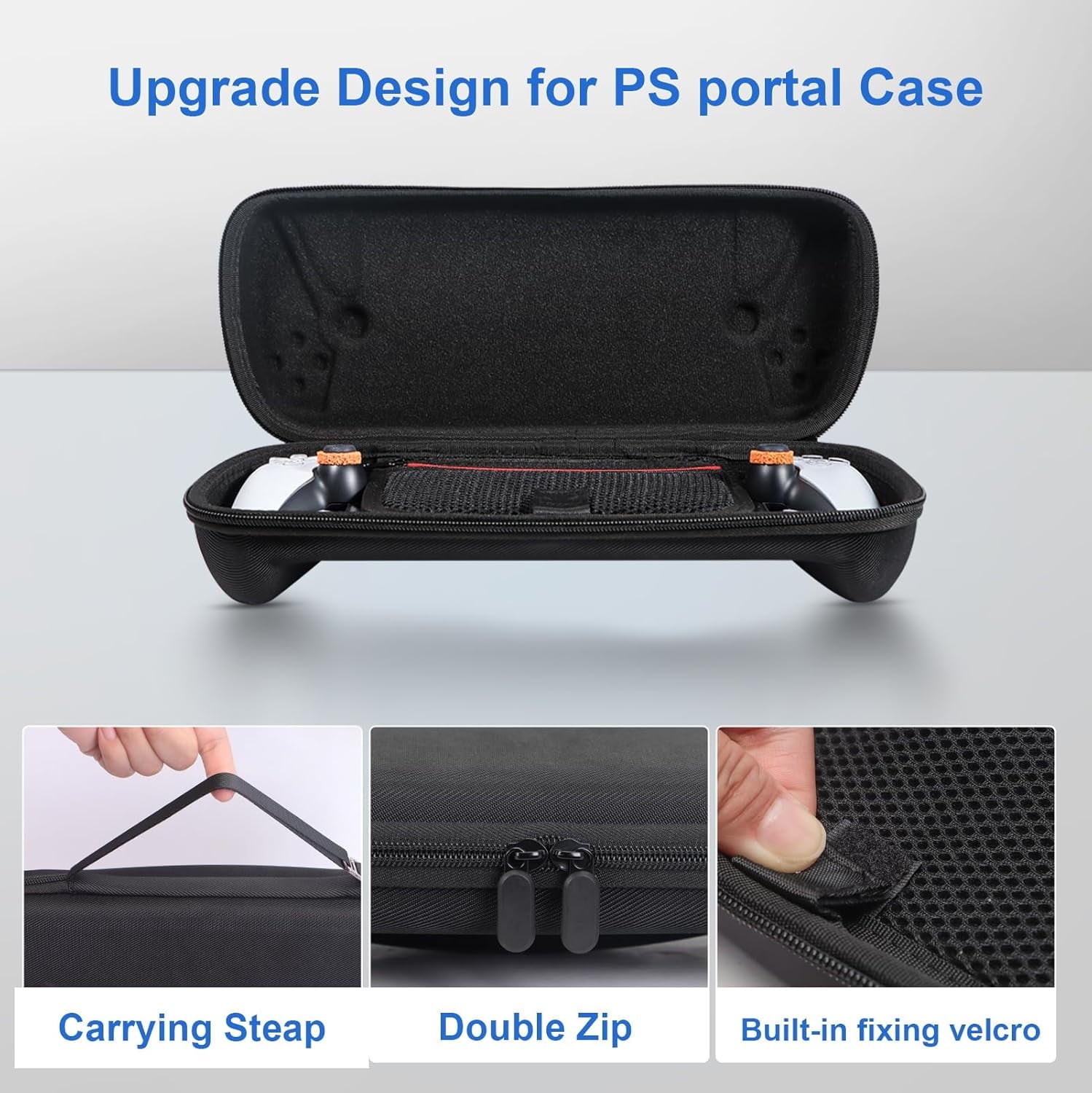 Carrying Case Accessoris Kit for Playstation Portal Hard Shell Case with Silicone Protective Cover & 2 Screen Protector & 4 Thumb Grip Caps Travel Crossbody Handbag for PS Portal Bundle Accessories