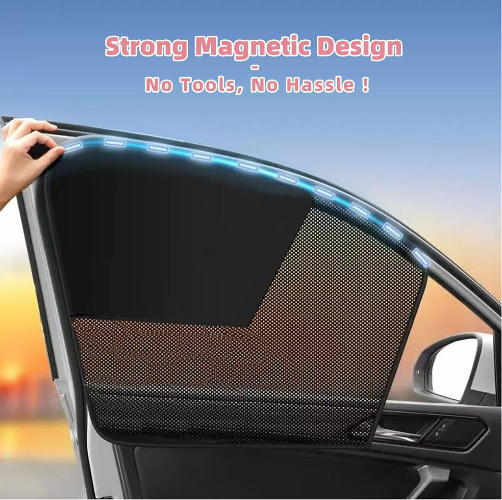 Car Window Covers Magnetic Car Front Side Window Shade 2 Pack Front Seat Side Window Covers with Half Shade Front Window Covers for Driver Double Layer Mesh Sun Block UV Protection Covers