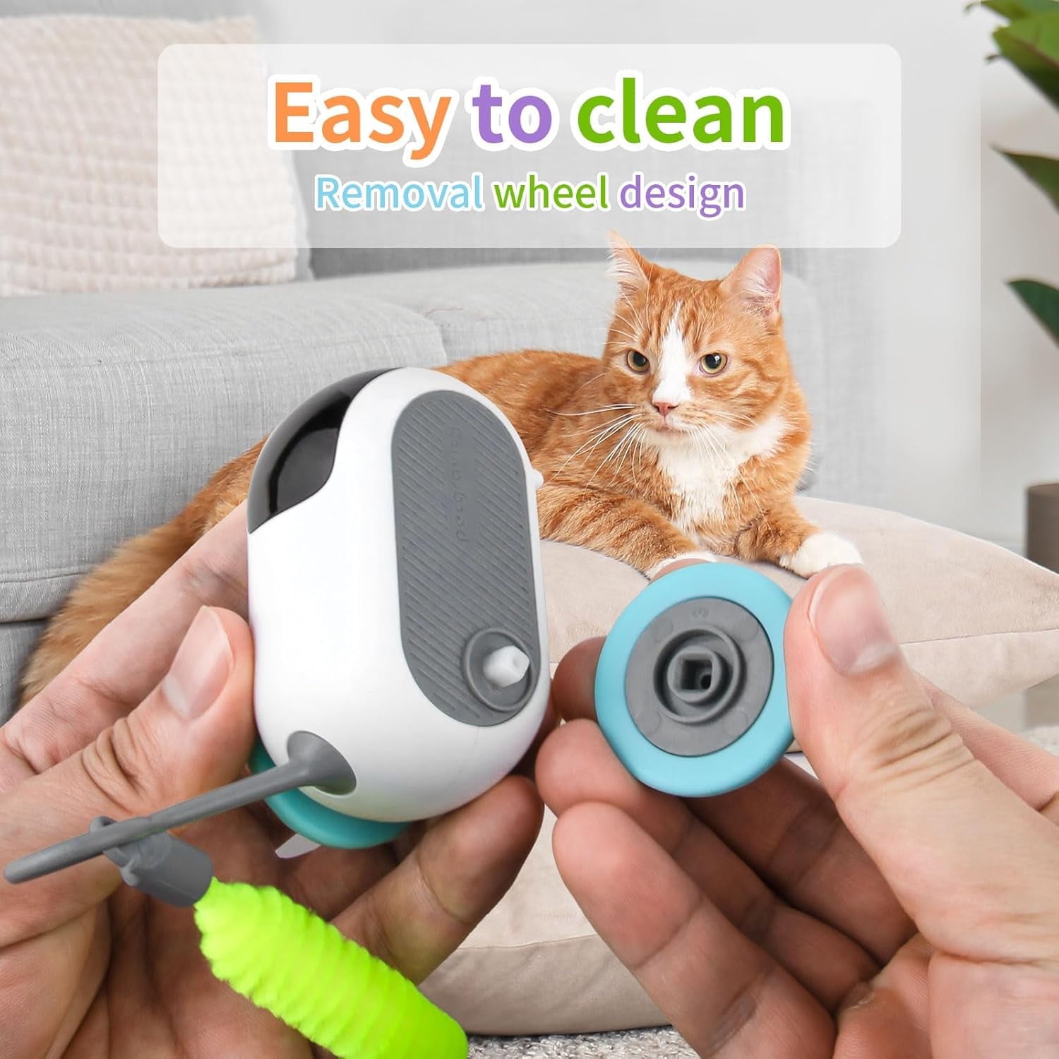 Interactive Cat Toy Cat Toys for Indoor Cats with 2-Speed Adjustment Remote Control & USB Rechargeable Automatic Cat Exercise Toys for Bored Indoor Adult Cats Kittens