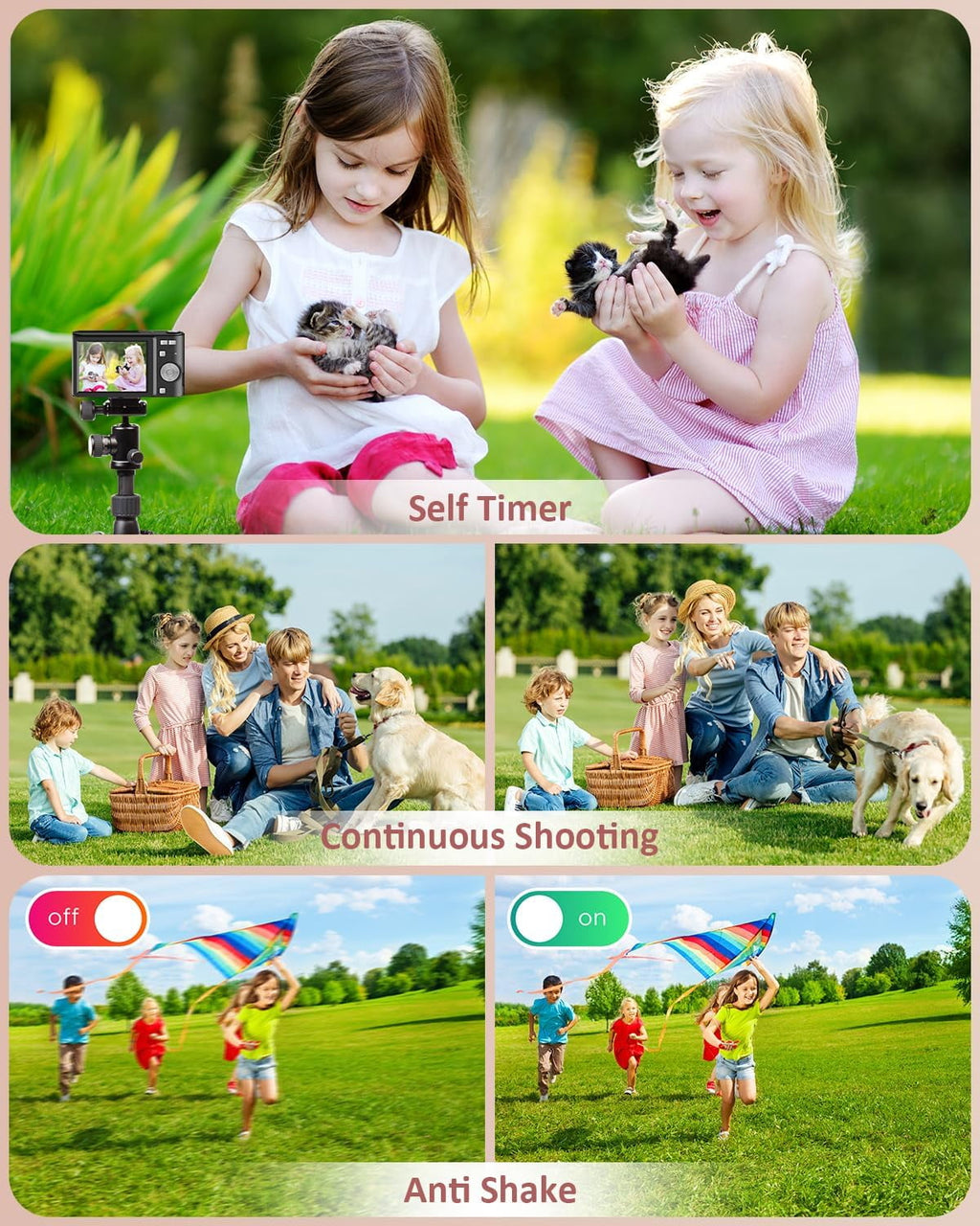 Digital Camera FHD 1080P Camera Digital Point and Shoot Camera with 16X Zoom Anti Shake Compact Small Camera for Boys Girls Kids