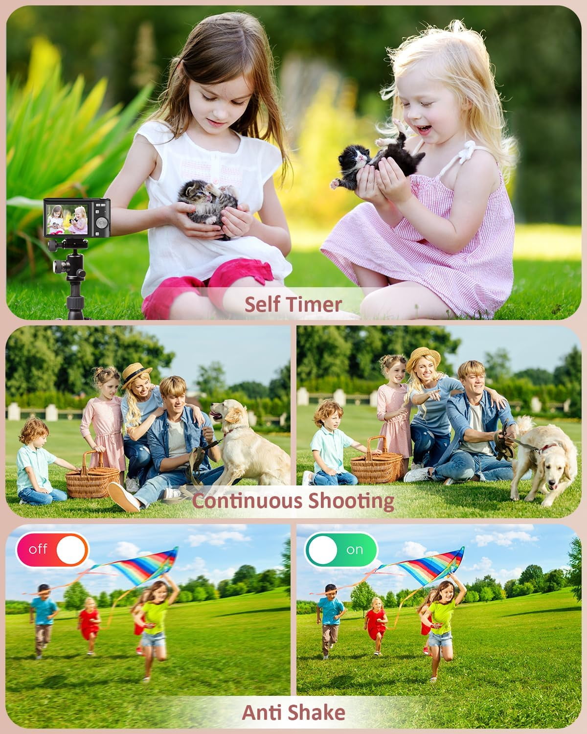 Digital Camera FHD 1080P Camera Digital Point and Shoot Camera with 16X Zoom Anti Shake Compact Small Camera for Boys Girls Kids