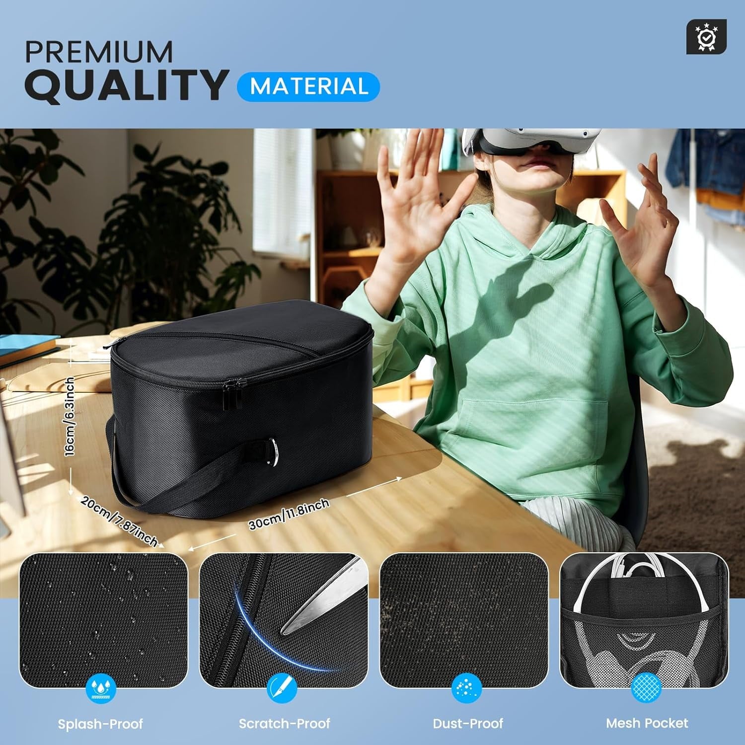 Carrying Case Compatible with Apple Vision Pro/Meta Quest 3/Oculus Quest 2/Quest Pro/VR Elite Strap&Accessories VR Headset Travel Storage Backpack for Travel and Home Storage
