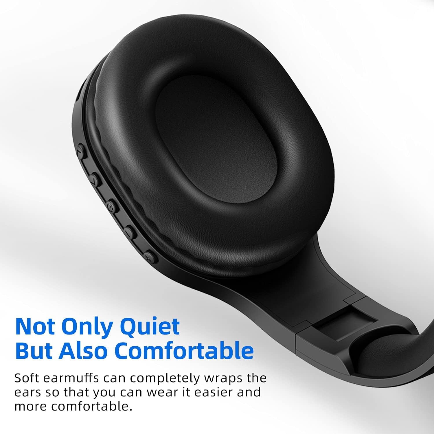 FM Radio Headphones with Bluetooth Rechargeable Portable Headset with Built-in Microphone Lightweight and Comfortable Ear Muffs for Jogging Cycling