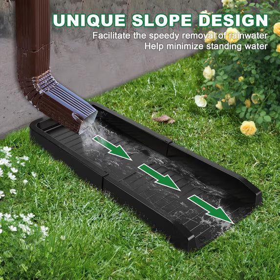 Gutter Downspout Splash Block, 2 Pack Rain Gutter Downspout Extension, 24" Gutter Drainage System with 4 Fixing Nails, Fixable Downspout Extender for Rainwater Diversion & Foundation Protection