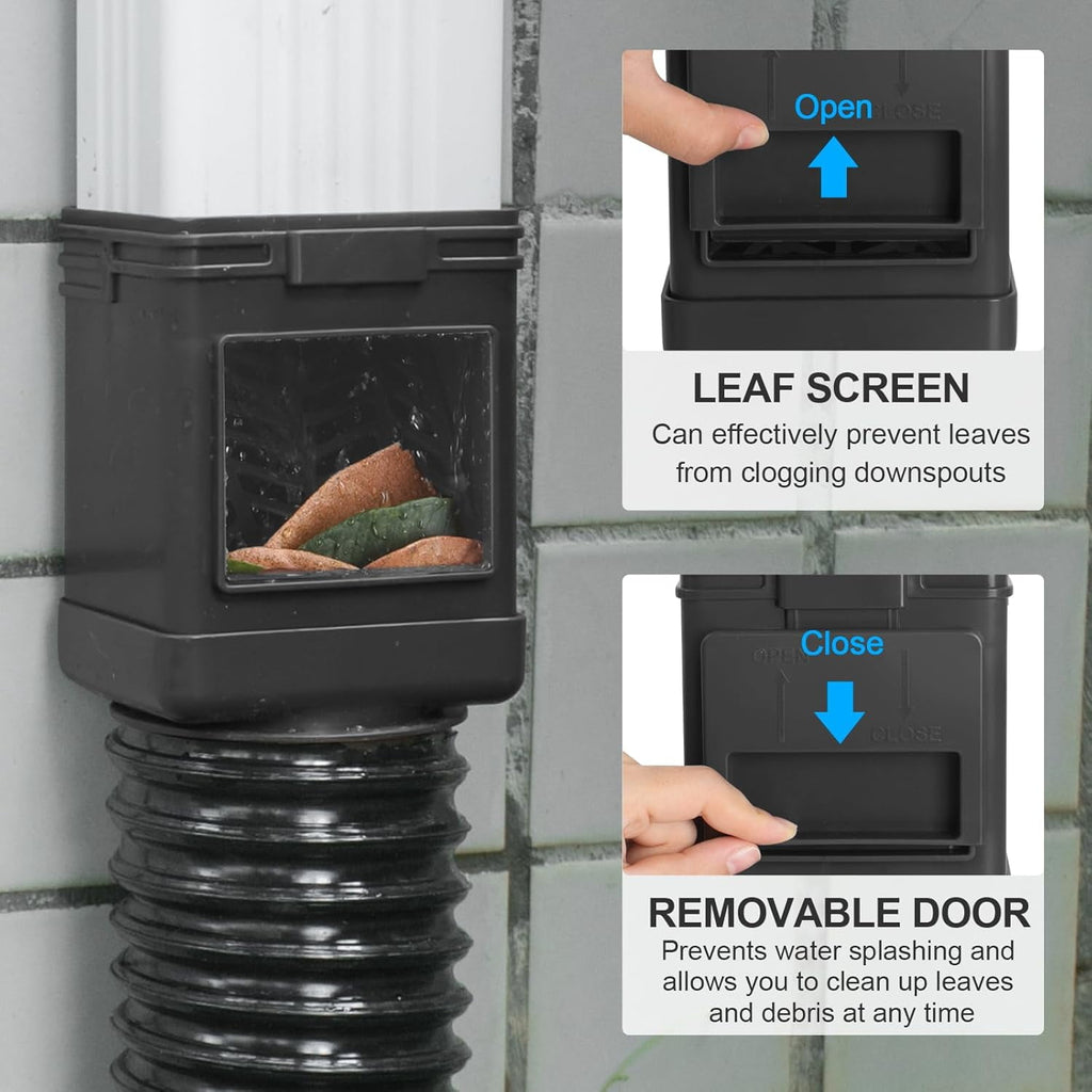 Downspout Filter 2 Pack Downspout Leaf Filter Gutter Downspout Screen 2 ×3 and 3 ×4 Drainpipe Filter Downspout Cleanout Leaf Removers Black