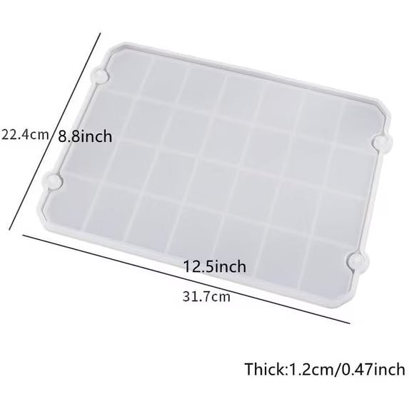 Resin Tray Mold with 3 Handles, Silicone Rectangle Tray Molds for DIY Crafts, Epoxy Resin Geode Tray Mold for Making Tray, Serving Board, Home Decorations