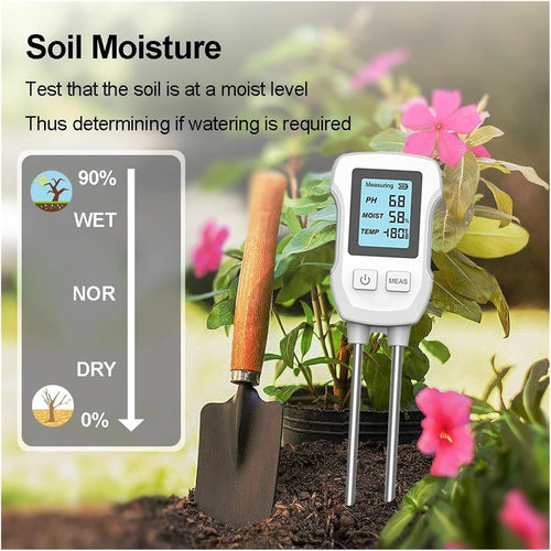 3-in-1 Soil Meter Digital Plant Temperature/Moisture/PH Meter Accuracy Digital Display Soil Tester Gardening Lawn Farm Test Kit Tool for Gardening Farming Indoor & Outdoor Use