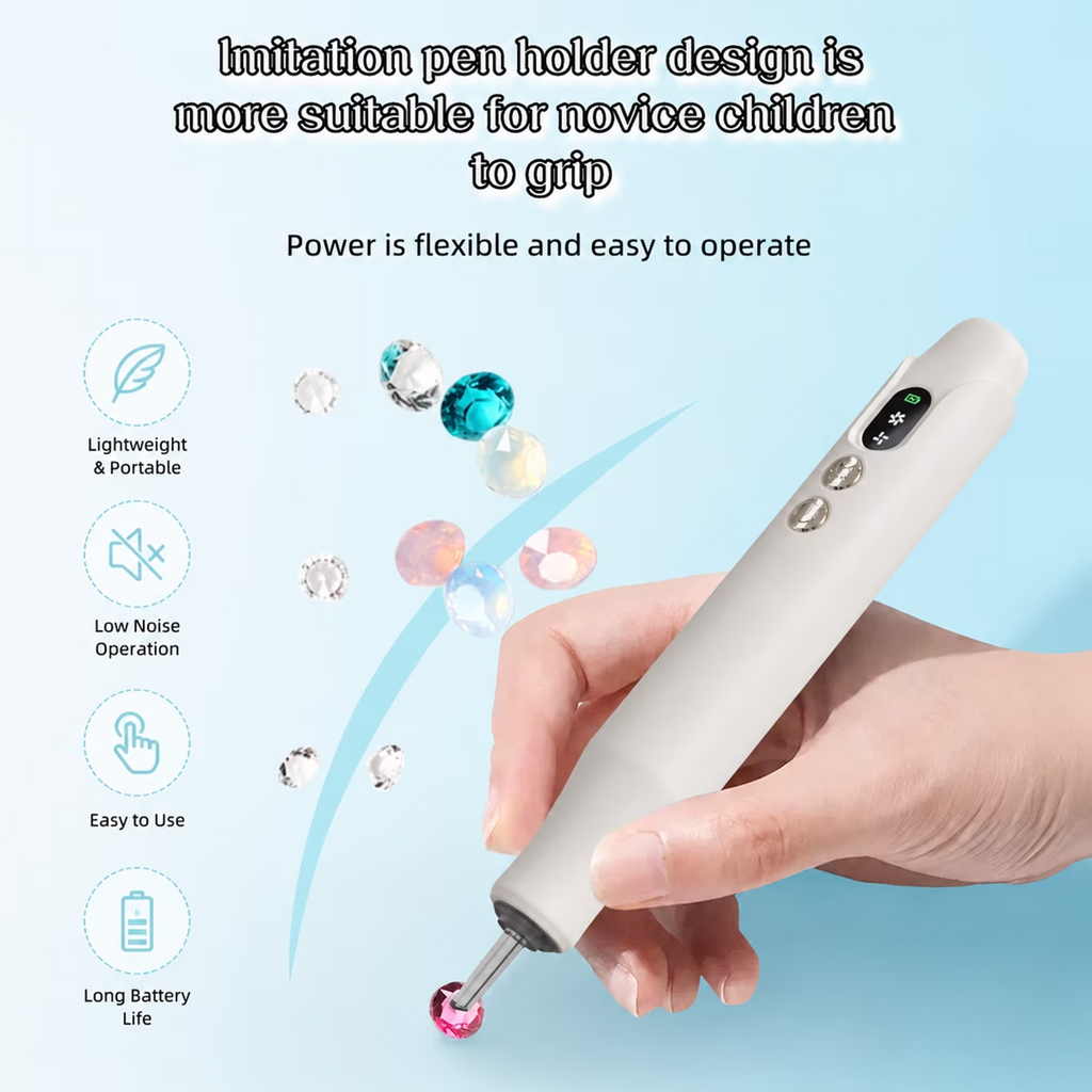 Wiher Diamond Art Pens, Electric Vacuum Diamond Painting Pen no Wax Needed, Dual-Speed Adjustment, Diamond Art Accessory for DIY Diamond Painting, Gift for Diamond Art Fan, White