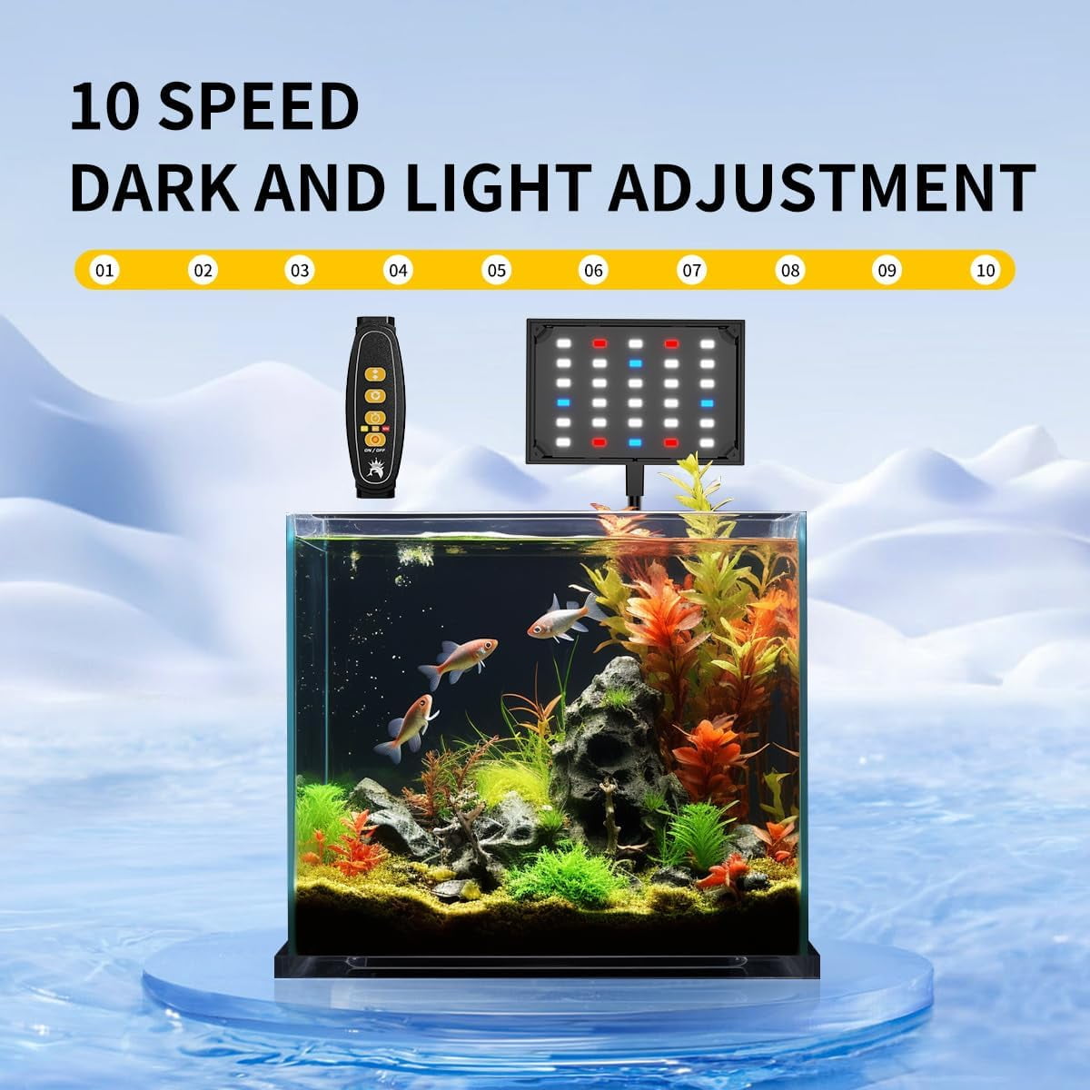 LED Aquarium Light Full Spectrum Aquarium Plant Light Clip on Freshwater Planted Light for Aquarium Plant Growth Dimmable Nano Refugium Tank Light Adjustable Timer/Brightness IP68