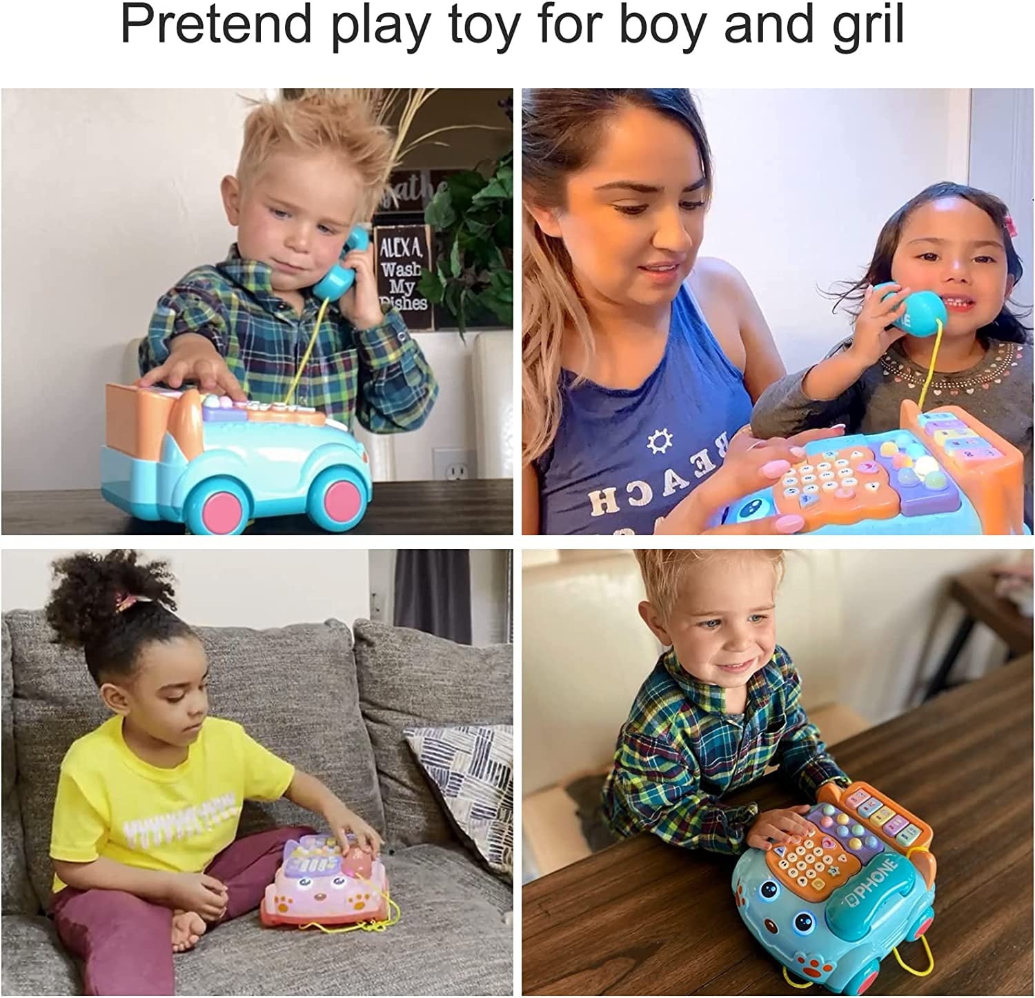 Toddler Telephone Developmental Toys for 1 2 3 Year Old Boy Girl Gifts Toy Baby Telephone with Music and lighting Baby Toys Educational Learning Toys for 12 18 24 Months