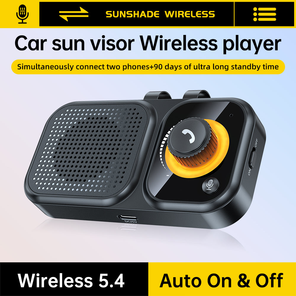 Bluetooth Car Speaker for Cell Phone Handsfree Bluetooth Car Kit Wireless Audio Car Kit Speakerphone with Visor Clip Loud Speakerphone for Music AUTO Power ON Support Assistant Hands