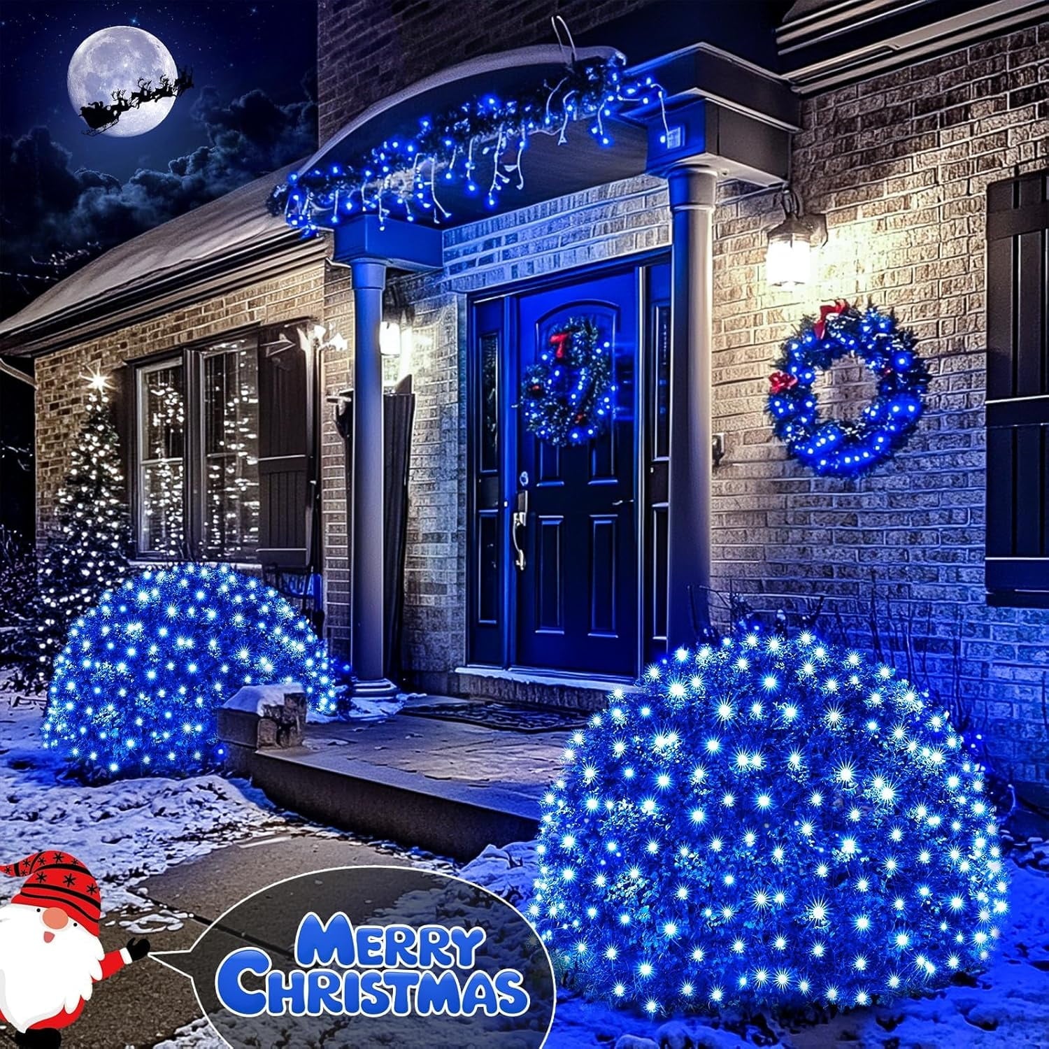 Christmas Net Lights Outdoor 192 LED 9.8Ft x 6.6Ft Net Lights Waterproof Christmas Outdoor Mesh Lights for Tree Bushes Holiday Party Garden Holiday Wedding Party Decorations