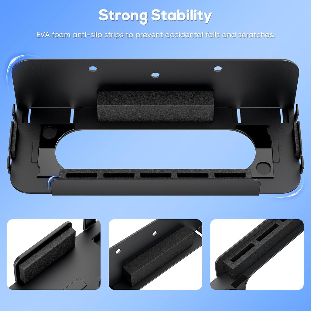 Metal Wall Mount for Nintendo Switch 2 Console Switch 2 Organizer Shelf Base Kit Behind TV Switch 2 Accessories with 5 Card Slots and 4 Joy-con Hanger Carbon Black