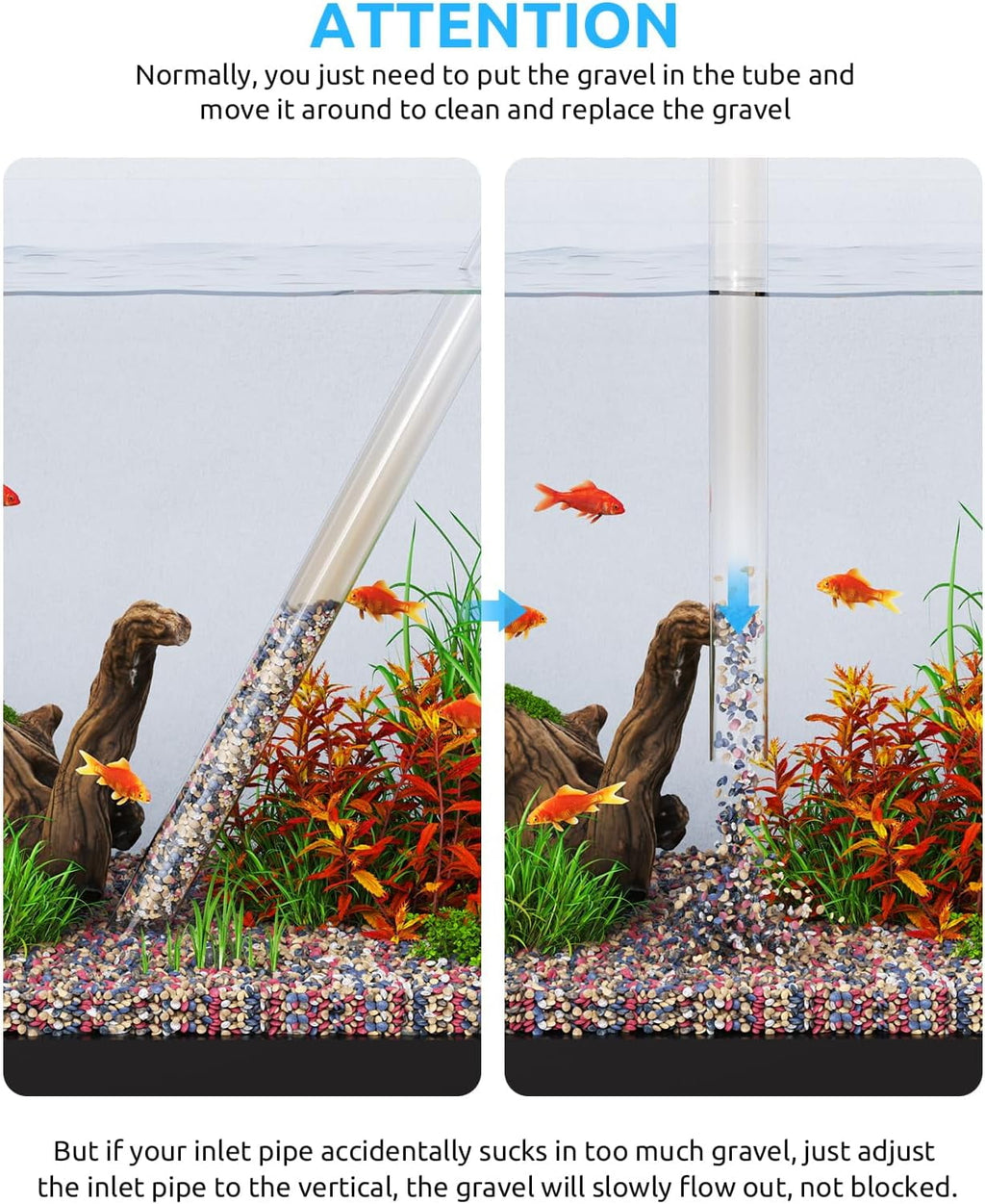 Aquarium Gravel Cleaner Manual Fish Tank Vacuum Gravel Cleaner Aquarium Siphon Pump Gravel Cleaner Fish Tank Cleaning Kit Water Change & Wash Aquarium Cleaning Tools