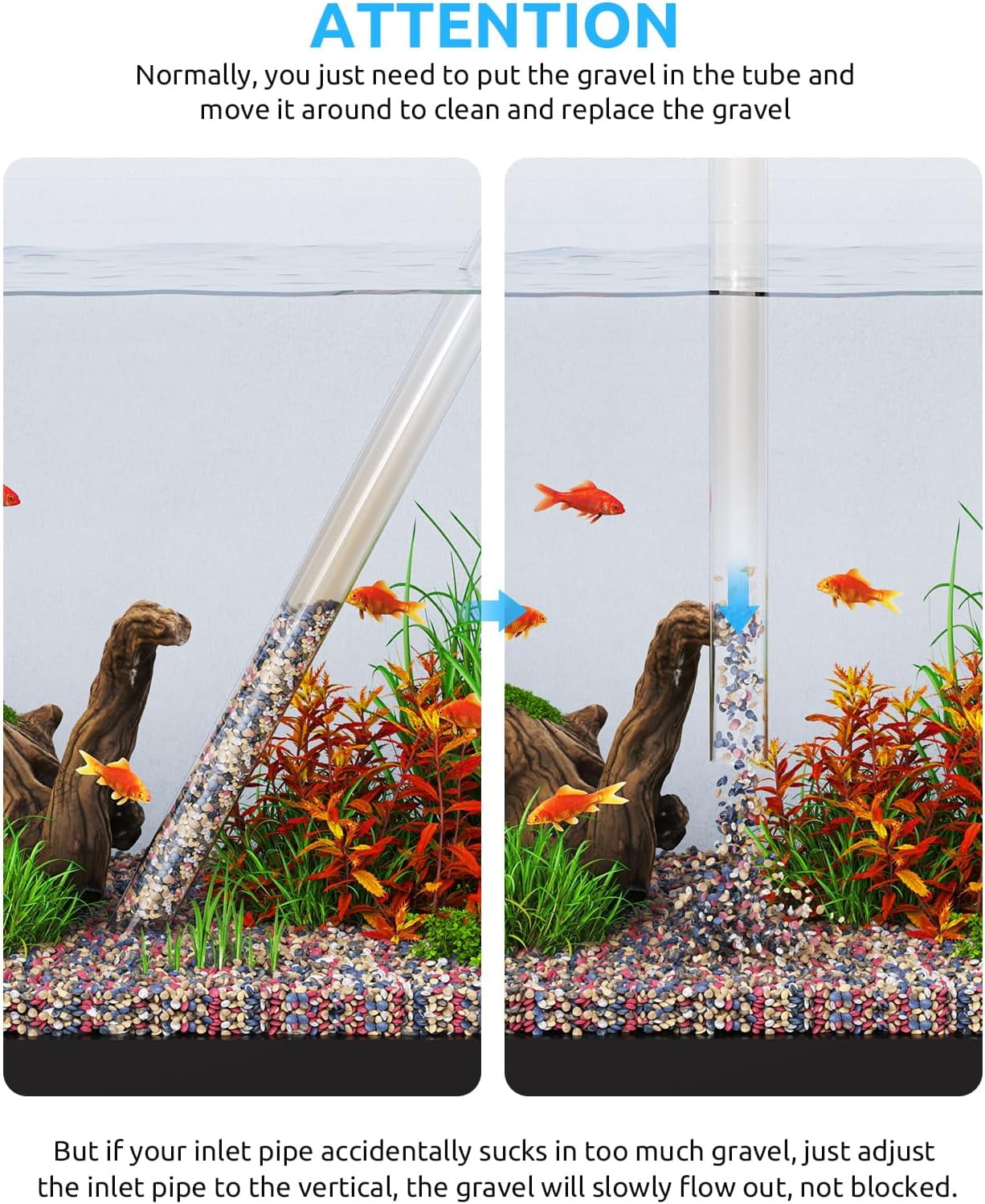 Aquarium Gravel Cleaner Manual Fish Tank Vacuum Gravel Cleaner Aquarium Siphon Pump Gravel Cleaner Fish Tank Cleaning Kit Water Change & Wash Aquarium Cleaning Tools