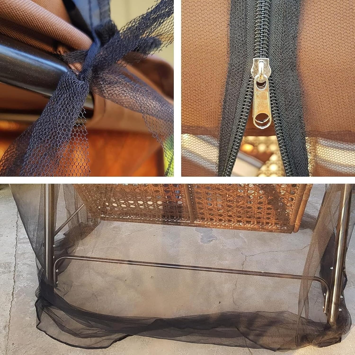 63-inch Tall Mosquito Net Cover for Awning Chair Insect Barrier Mosquito Mesh Tent Black Chair Mosquito Net with Zipper Opening 35 x 32-inch Waterproof Roof for Fishing Outdoor Camping Chairs