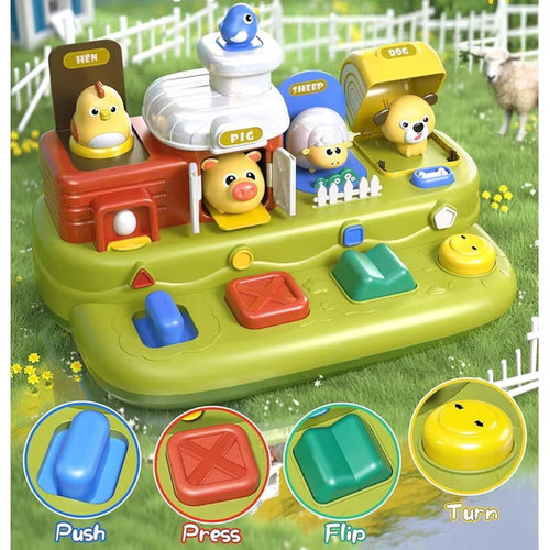 Baby Pop Up Toy for 1 Year Old, Music Farm Animal Toys With Buttons, Educational Learning Sensory Toys for Toddlers 1-3 Boy Girl Birthday Gift