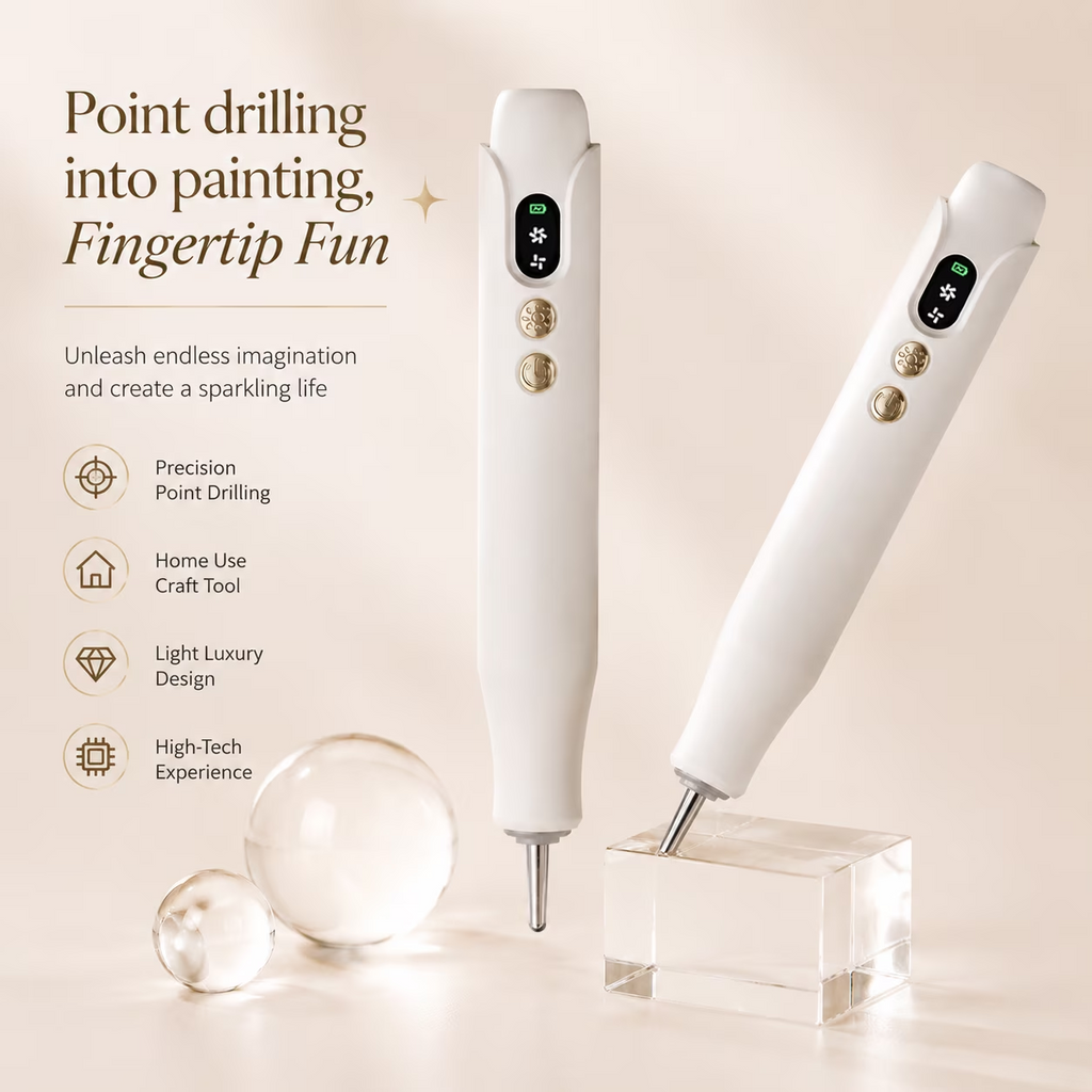 Wiher Diamond Art Pens, Electric Vacuum Diamond Painting Pen no Wax Needed, Dual-Speed Adjustment, Diamond Art Accessory for DIY Diamond Painting, Gift for Diamond Art Fan, White