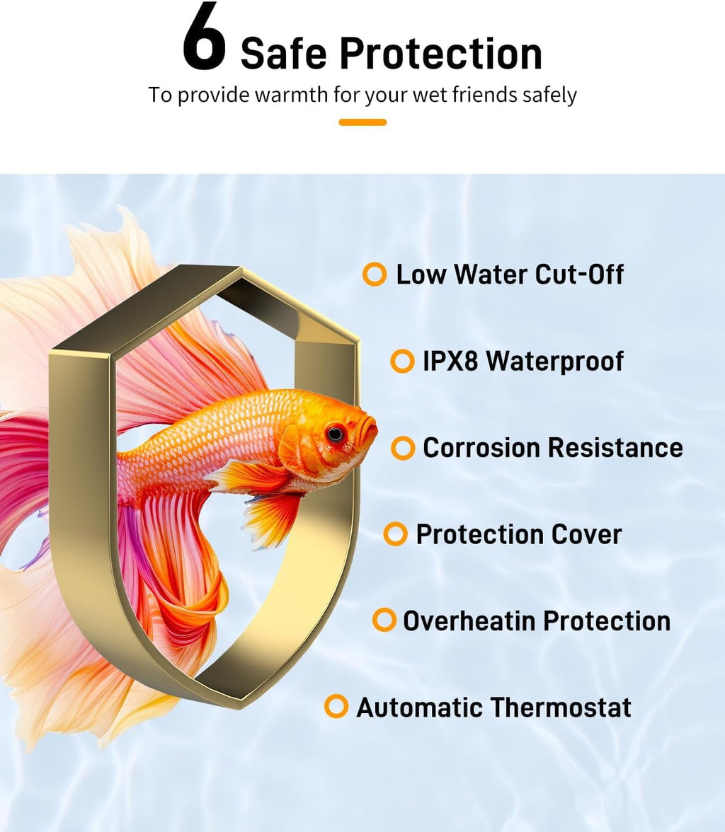 Aquarium Heater Submersible Aquarium Heater Adjustable Constant Temperature Control System Betta Turtle Fish Tank of 78℉ For Betta Fish Turtle Heater Freshwater and Saltwater