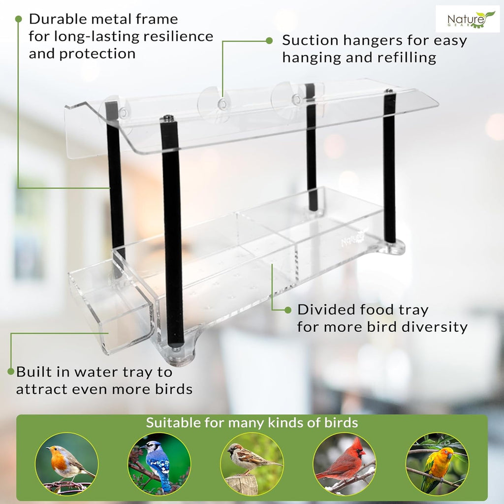 Window Bird Feeders For Outside Weather Proof Birdfeeder Transparent Bird House With Strong Suction Cups Bird Feeder For Window Perch Best Birdhouse Cat Gift
