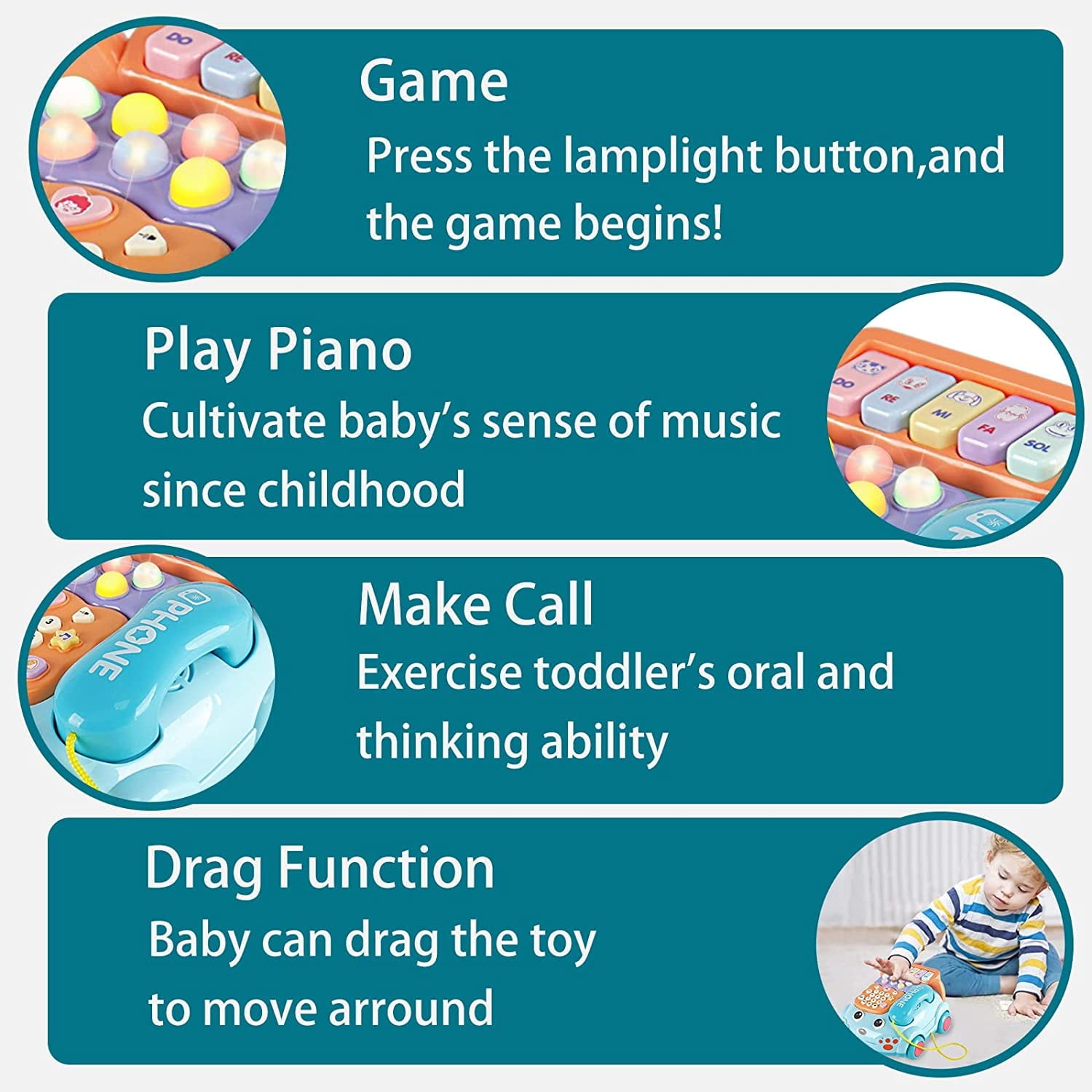 Toddler Telephone Developmental Toys for 1 2 3 Year Old Boy Girl Gifts Toy Baby Telephone with Music and lighting Baby Toys Educational Learning Toys for 12 18 24 Months