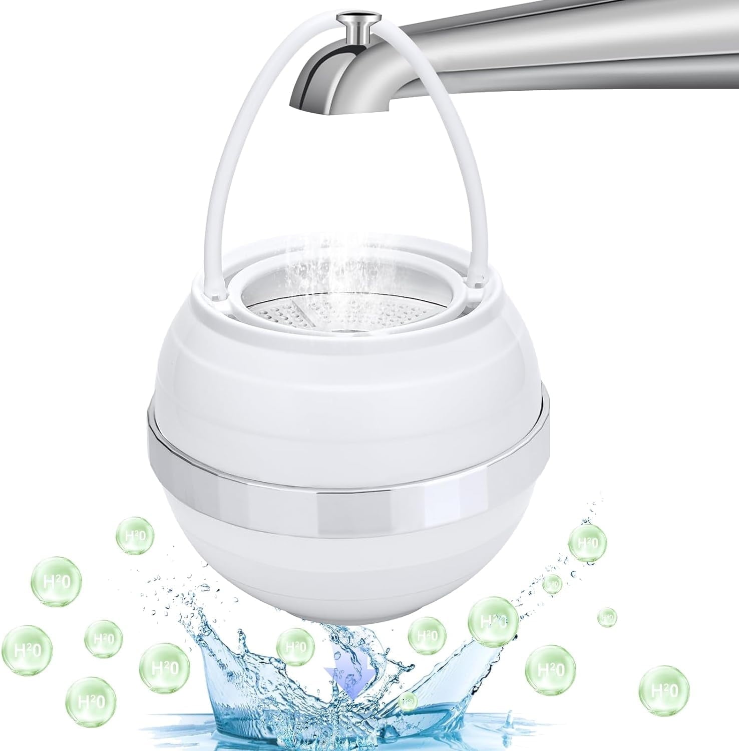 Bath Filter for Tub Faucet - 10 Stages Bath Water Filter 2 500 Gallons Removes Contaminants & pH Balancer Improved Skin Hair and Nail Condition - BPA-Free & Easy Install (White)