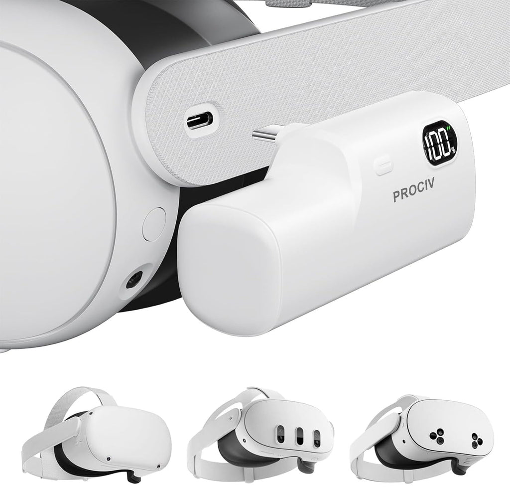 Battery Pack for Meta Quest 3S/3/2 Accessories for Oculus Quest 2/3/3S 5000mAh Extended Battery VR Headset Power Bank Extra 2-4H Playtime
