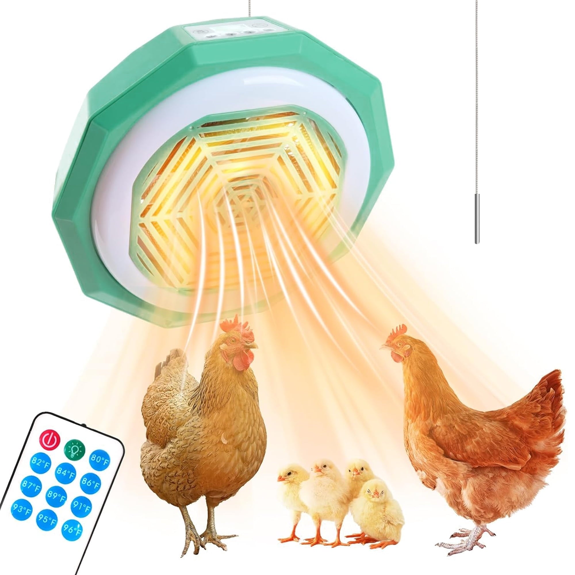 Chicken Coop Heater Chicken Brooder Heater with Circulation Fan Power Adjustment Poultry Heating Fan Radiant Heat Chicken Heater Pet Cage Warmer for Poultry Chicken Pet Dog