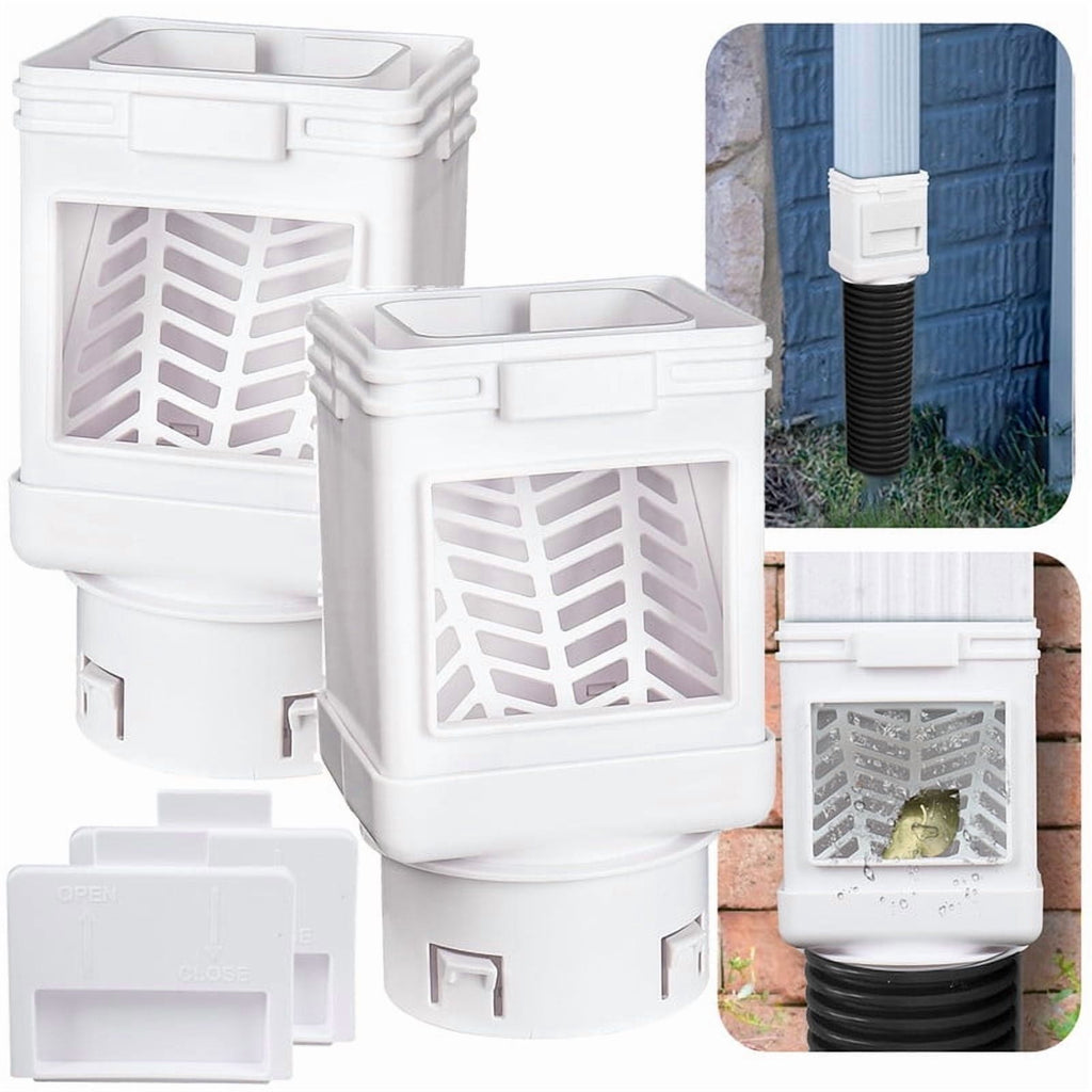 Downspout Filter 2 Pack Downspout Leaf Filter Gutter Downspout Screen 2 ×3 and 3 ×4 Drainpipe Filter Downspout Cleanout Leaf Removers White
