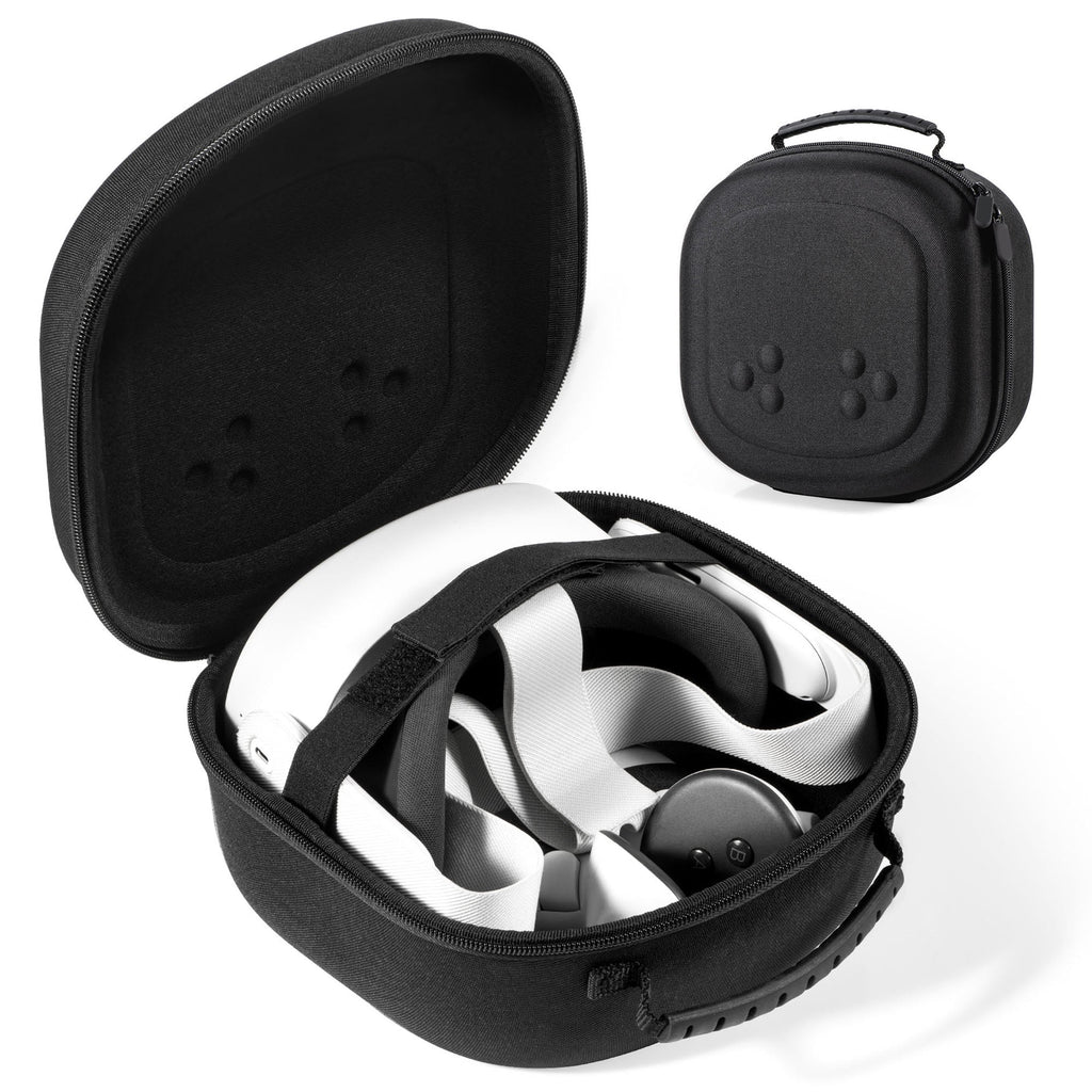Hard Carrying Case for Meta Quest 3S/Quest 3/Quest 2 VR Gaming Headset and Touch Controllers Travel Case Waterproof Shockproof Portable Bag with Mesh Pocket for Meta Accessories