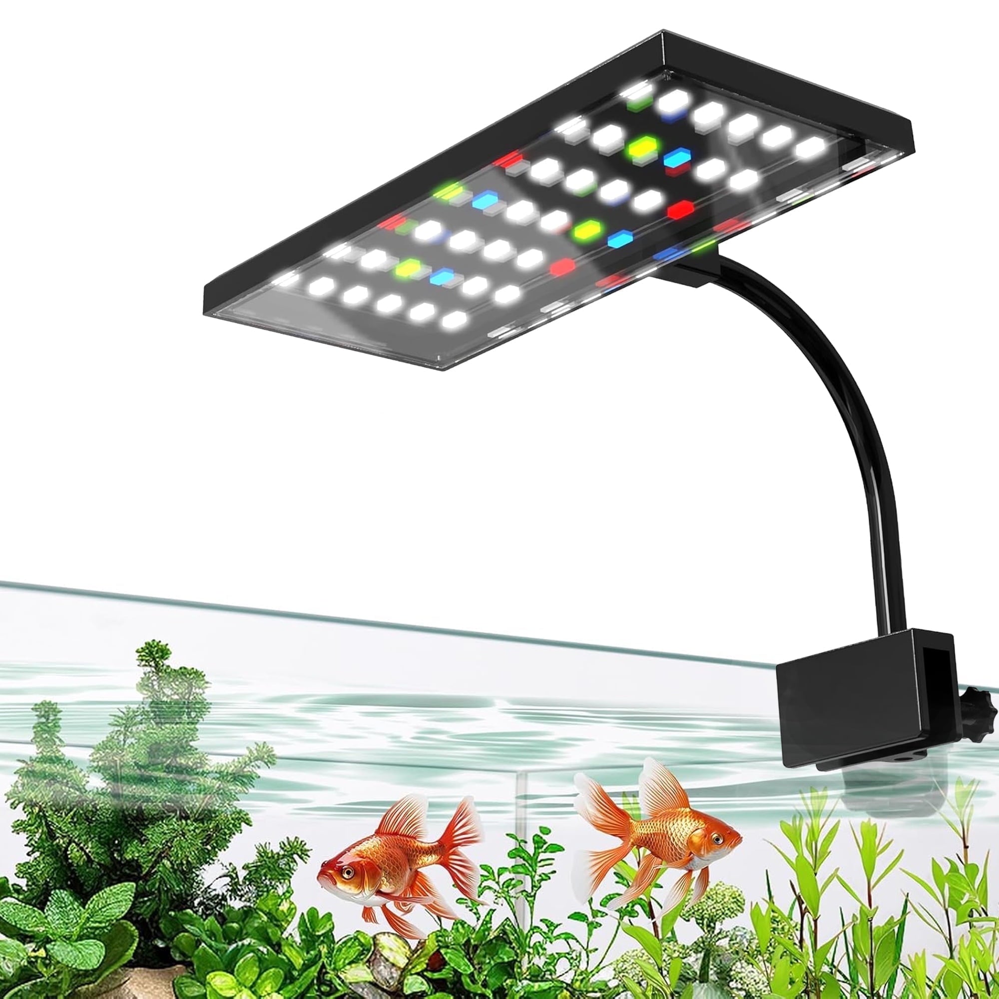 LED Aquarium Light Full Spectrum Aquarium Plant Light Clip on Freshwater Planted Light for Aquarium Plant Growth Dimmable Nano Refugium Tank Light Adjustable Timer/Brightness IP68
