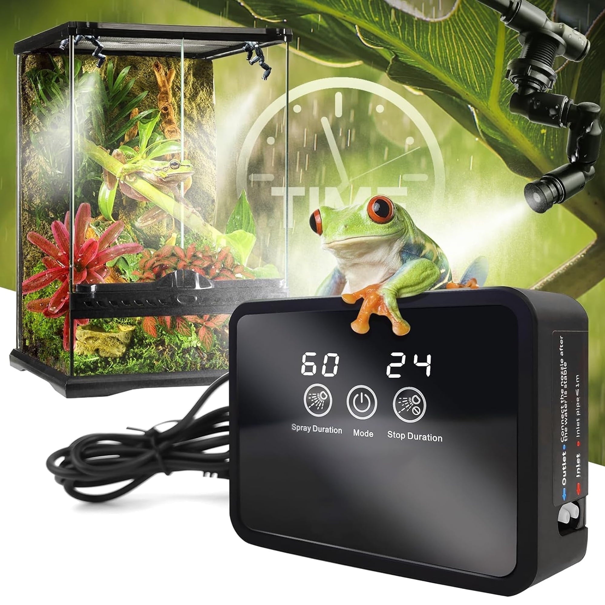 Reptile Fogger Reptile Humidifiers Misting System Automatic with Timer Spray Kit for Rainforest Plants Amphibian