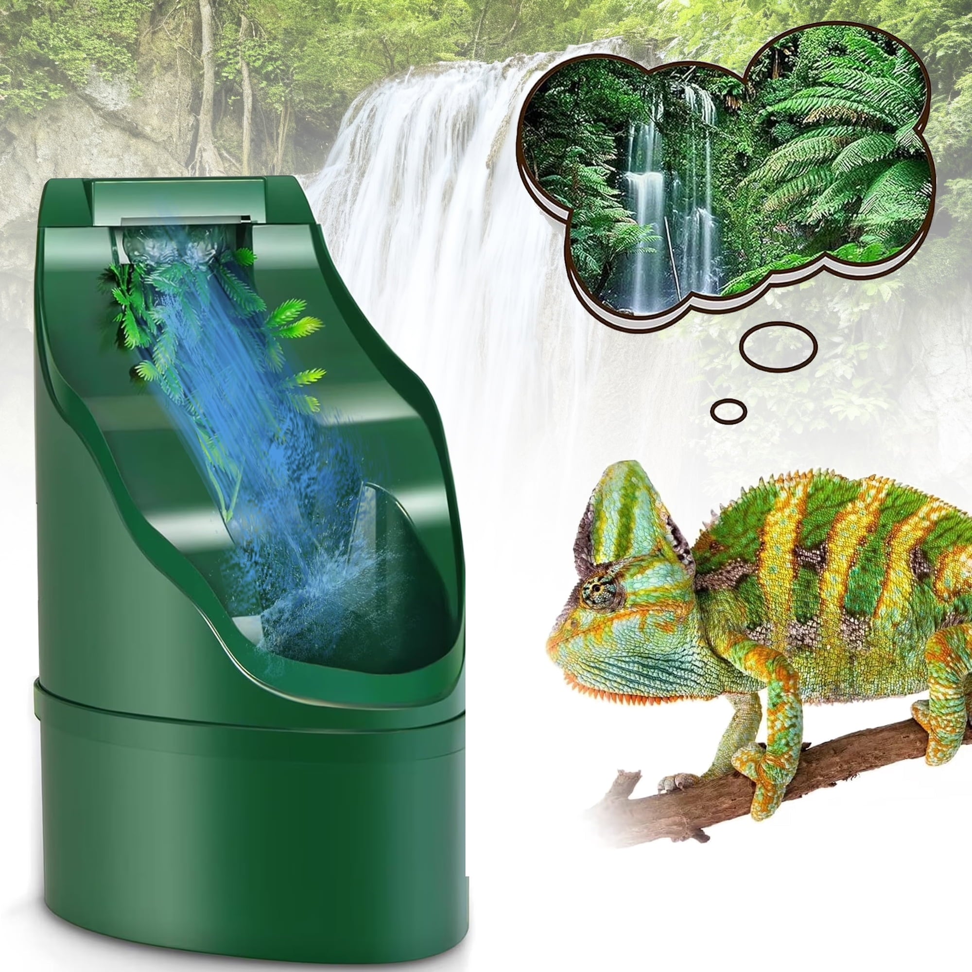 Reptile Water Fountain Reptile Drinking Fountain Water Dispenser with Activated Carbon Filtration Reptile Terrarium Water Dispenser for Amphibians Lizard Turtle Snake Bearded Frog Gecko