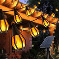Solar Lights Outdoor String Lights, 30FT Solar String Lights Outdoor Waterproof Warm White with 10 Flickering Flame Light Bulbs, Patio Lights for Garden Backyard Gazebo Party Halloween Decoration