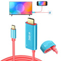 Switch 2 HDMI Cable Dock Base Station 4K/60 Hz 48 Gbps USB C 3.2 to HDMI 2.0 6.6 ft Portable Travel TV Adapter Cord Compatible with Nintendo Switch 2/2017/OLED(Blue)