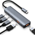 USB C Hub, 5 Port USB 3.2 Hub with 10Gbps Data Transfer and 5V USB-C Power, 2 USB-A & 2 USB-C Data Ports for MacBook Pro/Air, iPad Pro, iMac, Surface, XPS and More