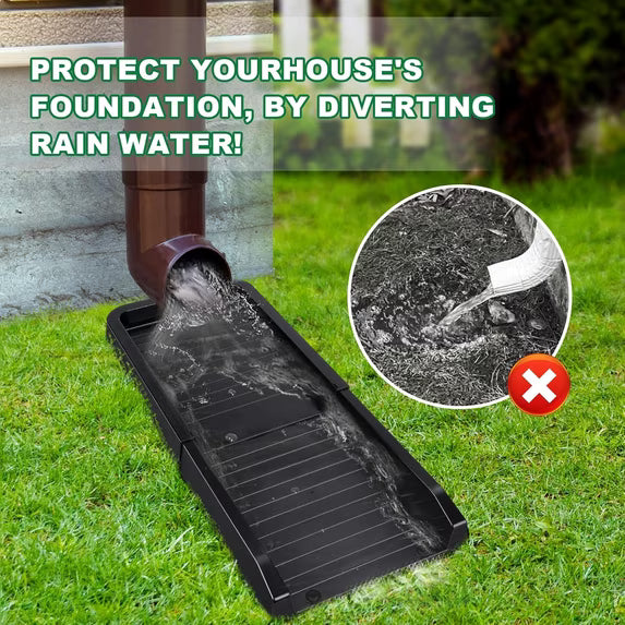 Gutter Downspout Splash Block, 2 Pack Rain Gutter Downspout Extension, 24" Gutter Drainage System with 4 Fixing Nails, Fixable Downspout Extender for Rainwater Diversion & Foundation Protection