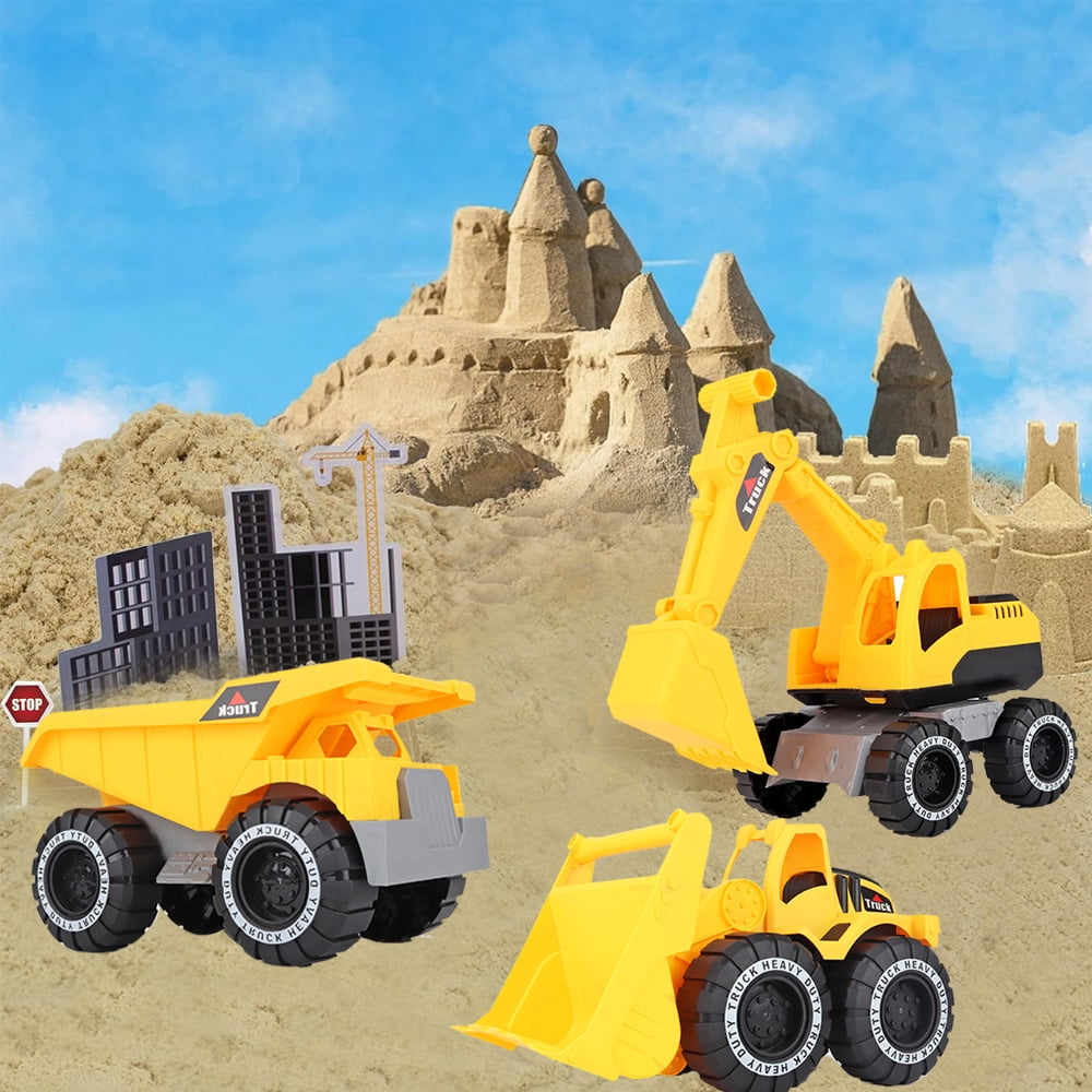 Engineering Construction Vehicle Set 3Pcs construction Play Car Toy Outdoor Sandbox Car Toys for Kids Ages 2 & up Dump Truck Loader Excavator Best Birthday Gifts for Kid