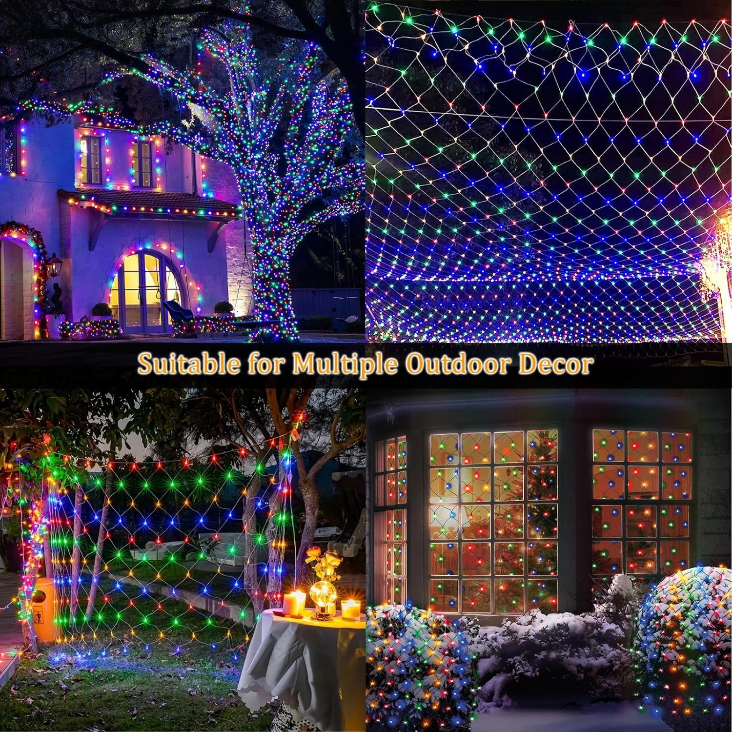 Christmas Net Lights Outdoor 192 LED 9.8Ft x 6.6Ft Net Lights Waterproof Christmas Outdoor Mesh Lights for Tree Bushes Holiday Party Garden Holiday Wedding Party Decorations