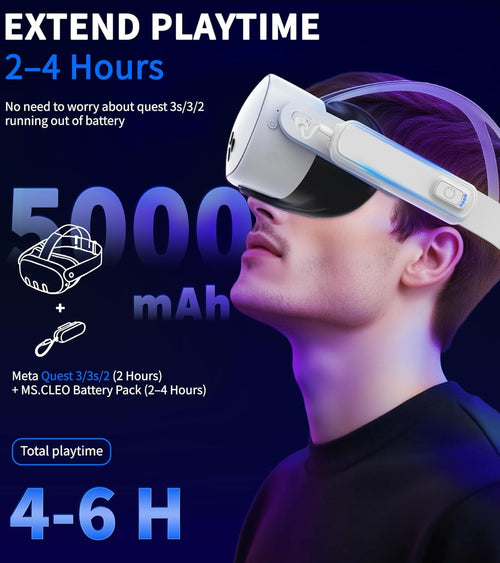 Battery Pack for Meta Quest 3S/3/2 5000mAh Fast Charging Battery for Oculus Quest 3S/3/2 Accessories Extended VR Headset Battery Lightweight and Portable Charger for Extra 2-4H