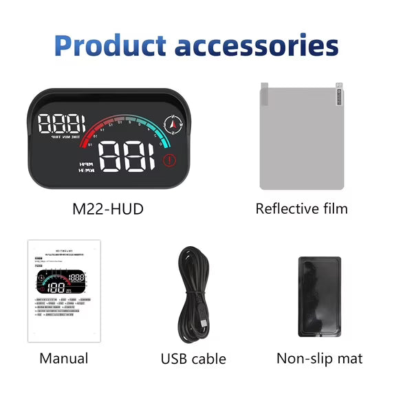 Heads Up Display for Car, Windshield Screen Projector GPS Speedometer, with Overspeed Alarm, Km/h MPH, Brightness Adjustment , USB Cable Plug & Play for All 5V Vehicles