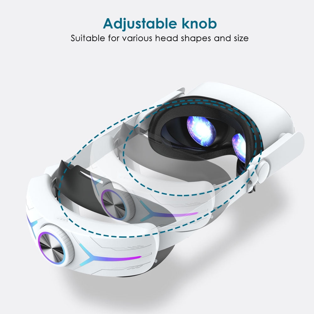 Battery Head Strap for Meta Oculus Quest 2 Extend Playtime Adjustable Strap with Thickened Pad for Enhanced Support for VR Accessories Fast Charging 8000mAh Battery