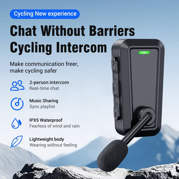 Bike Bluetooth Headset, 2 Way Helmet Intercom Communication System, Wireless Noise Cancellation Intercom, Music Sharing, 500m Intercom, IPX5 Waterproof