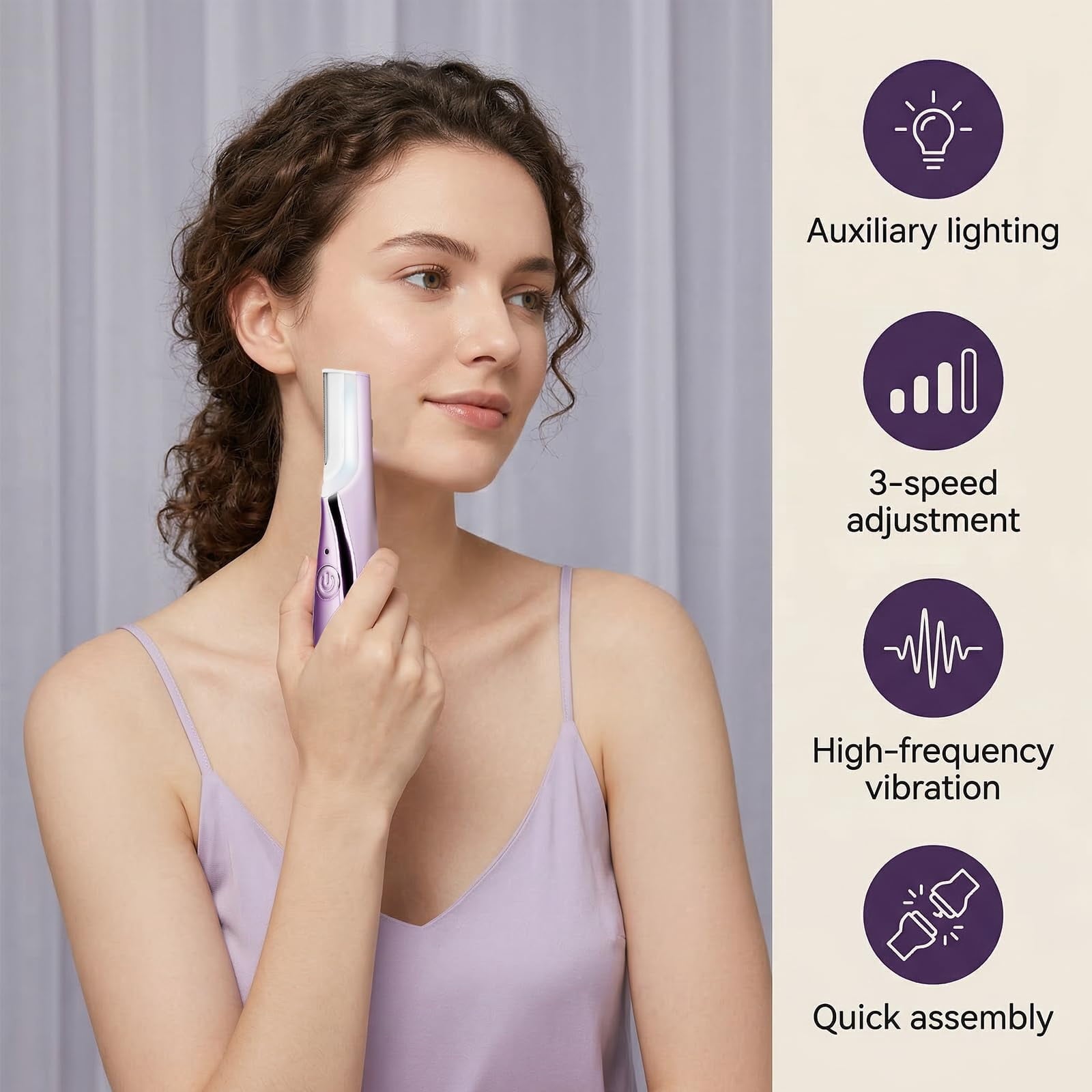 Sonic Dermaplaning Tool for Women Rechargeable Face Dermaplane Razor with Sonic Edge Technology for FacialHair Peach Fuzz & Exfoliation Removal LED Light 3 Speeds 13 Refill Blades