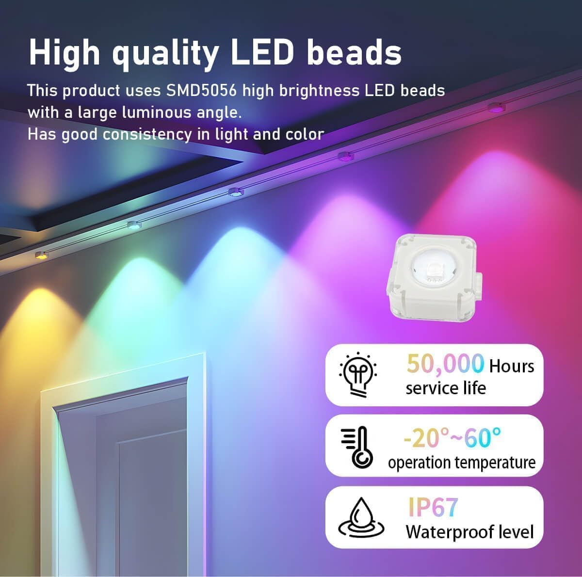 Prociv Permanent Outdoor Lights 100ft Outdoor Christmas Lights Smart RGB App Control with 60 LEDs LED Eaves Lights IP67 Waterproof House Roof Outdoor Lighting for Party Daily Halloween Garden