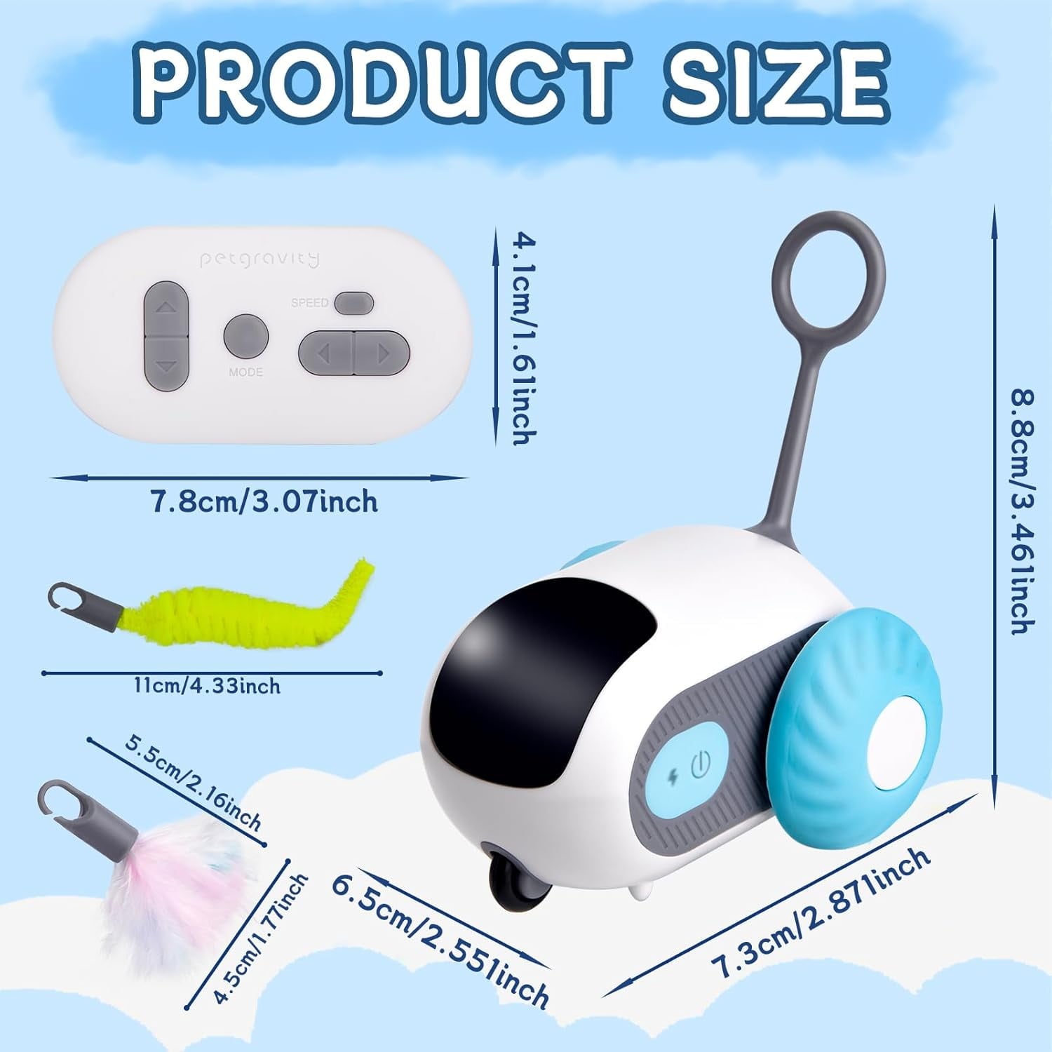 Interactive Cat Toy Cat Toys for Indoor Cats with 2-Speed Adjustment Remote Control & USB Rechargeable Automatic Cat Exercise Toys for Bored Indoor Adult Cats Kittens