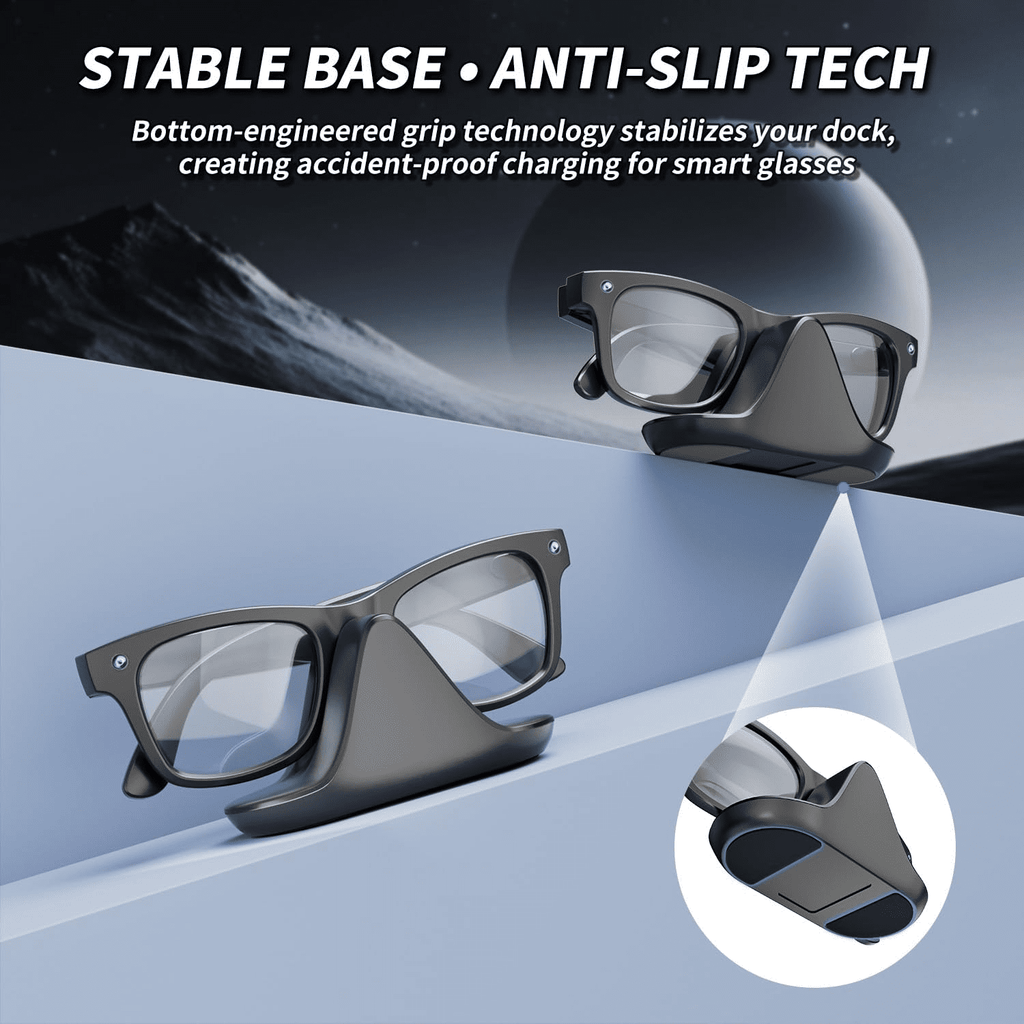 Charging Station for Meta Wayfarer/Skyler/Headliner Compact Charger Compatible with Oakley HSTN LED Indicator Space Gray