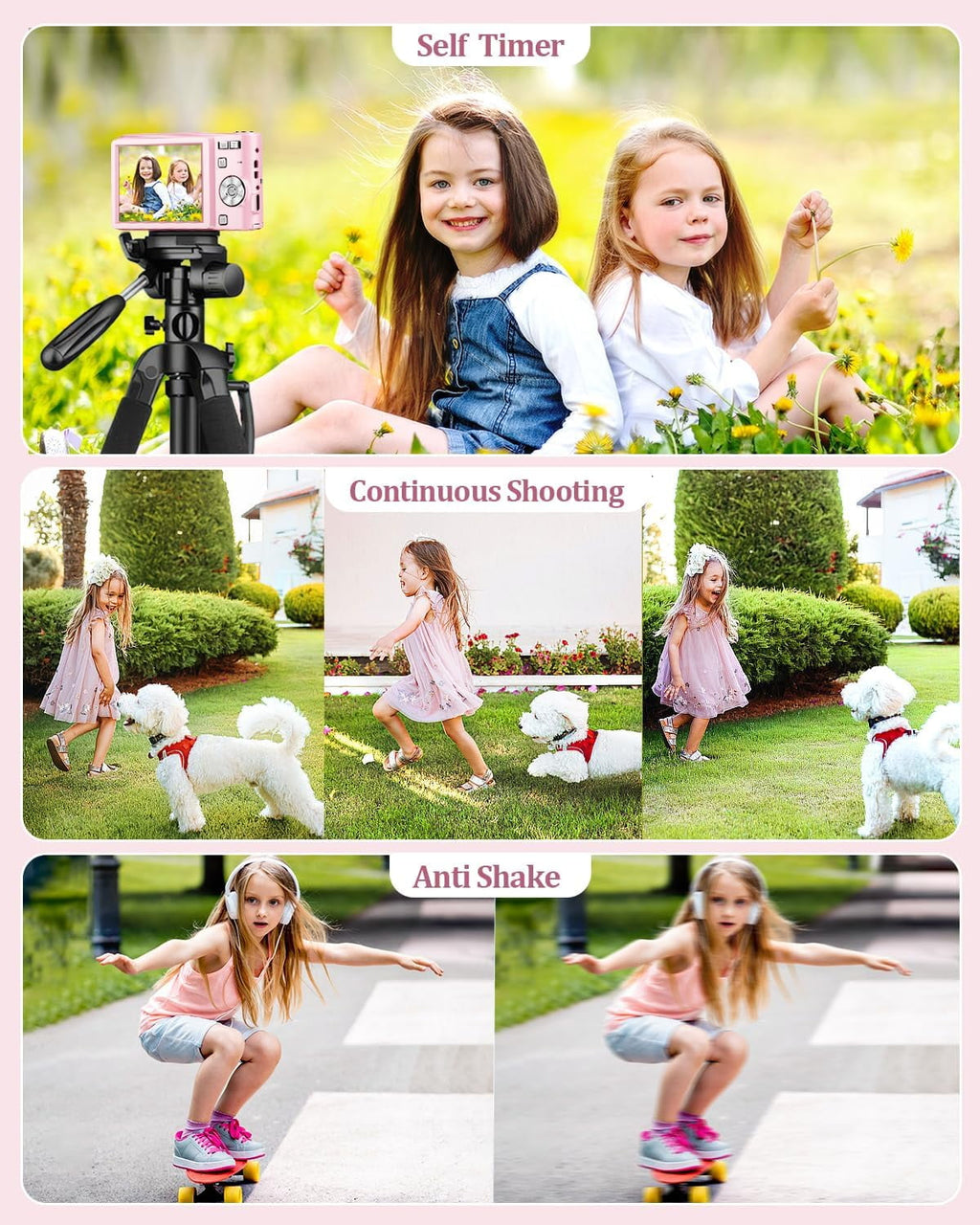 Digital Camera FHD 1080P Camera Digital Point and Shoot Camera with 16X Zoom Anti Shake Compact Small Camera for Boys Girls Kids